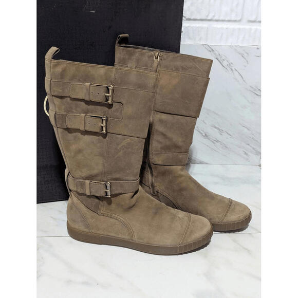 Cole Haan Women's Tan Suede Waterproof Buckle & Zip Closure Air Boots Size 9.5 - Picture 1 of 9